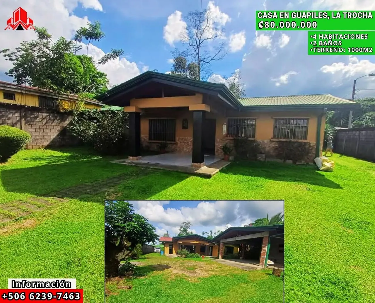 Arte de venta: casa en La Trocha, ₡80.000.000, 4 habitaciones, lote de 1.000 m²