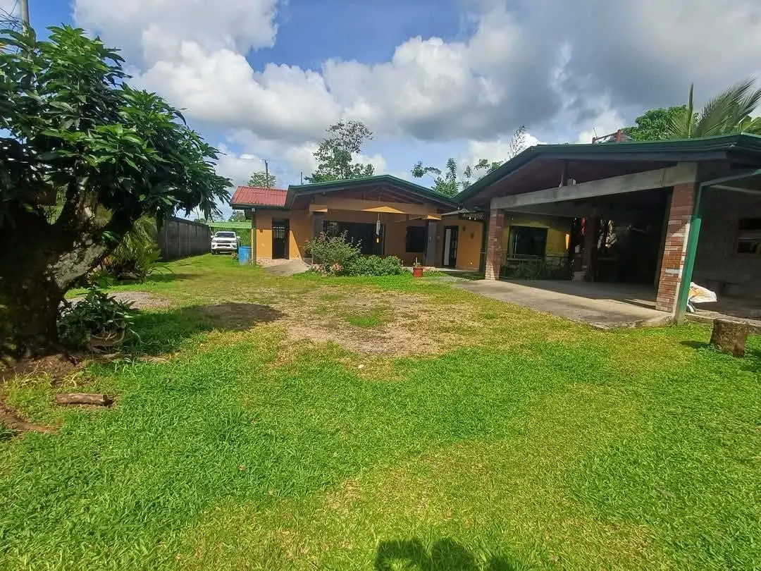 Vista de la casa y el jardín desde el fondo del lote