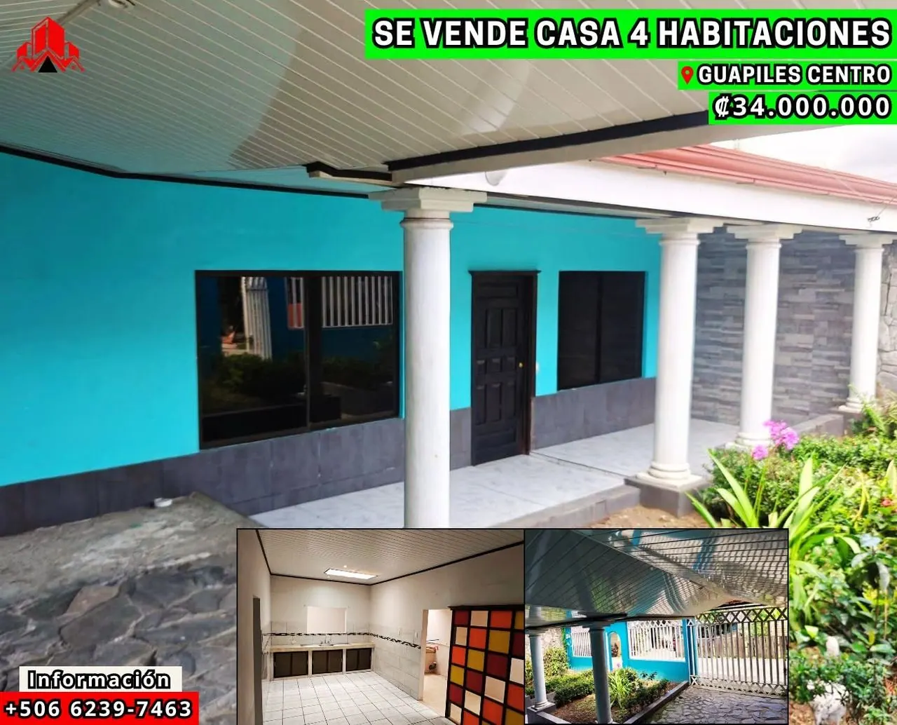 Arte de venta: casa de 4 habitaciones en Guápiles, ₡34.000.000