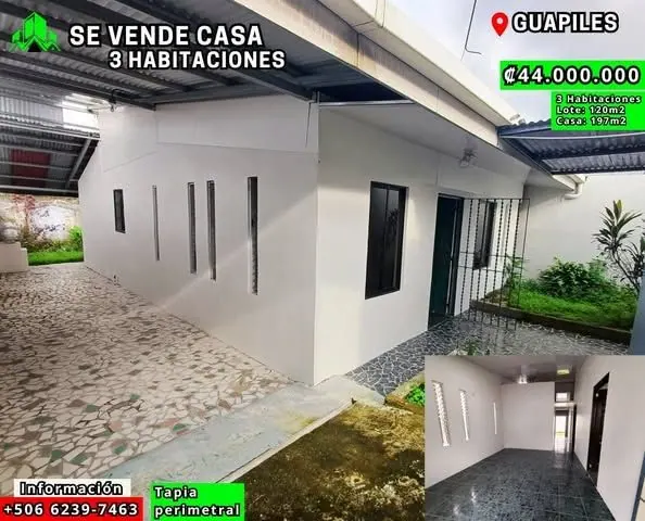 Arte de venta: casa de 3 habitaciones en Guápiles, ₡44.000.000