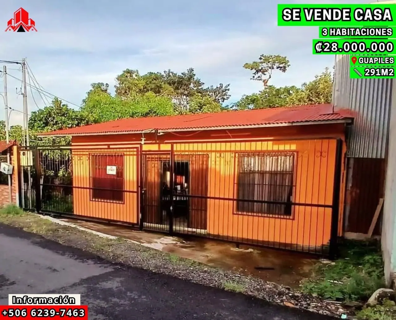 Arte de venta: casa de 3 habitaciones en Guápiles centro, ₡28.000.000
