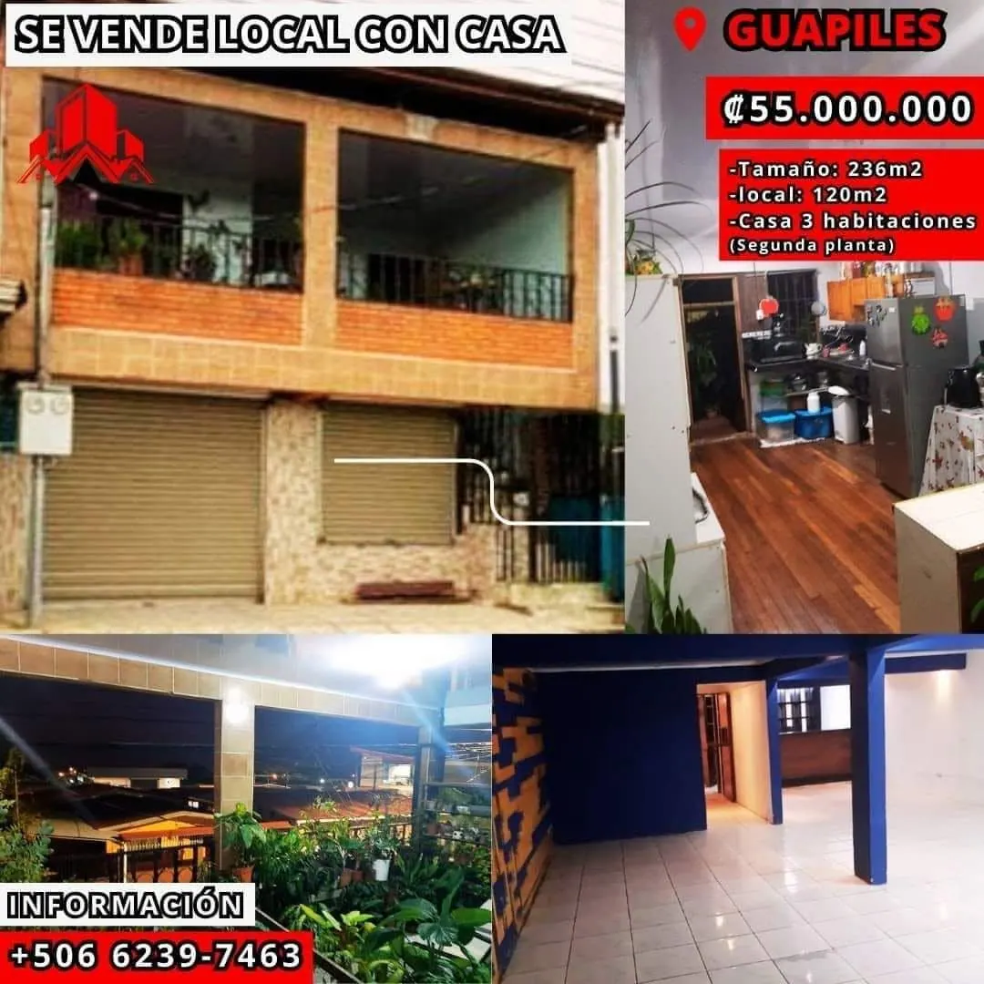 Arte de venta: local con casa en Guápiles, ₡55.000.000, 236 m², local de 120 m²