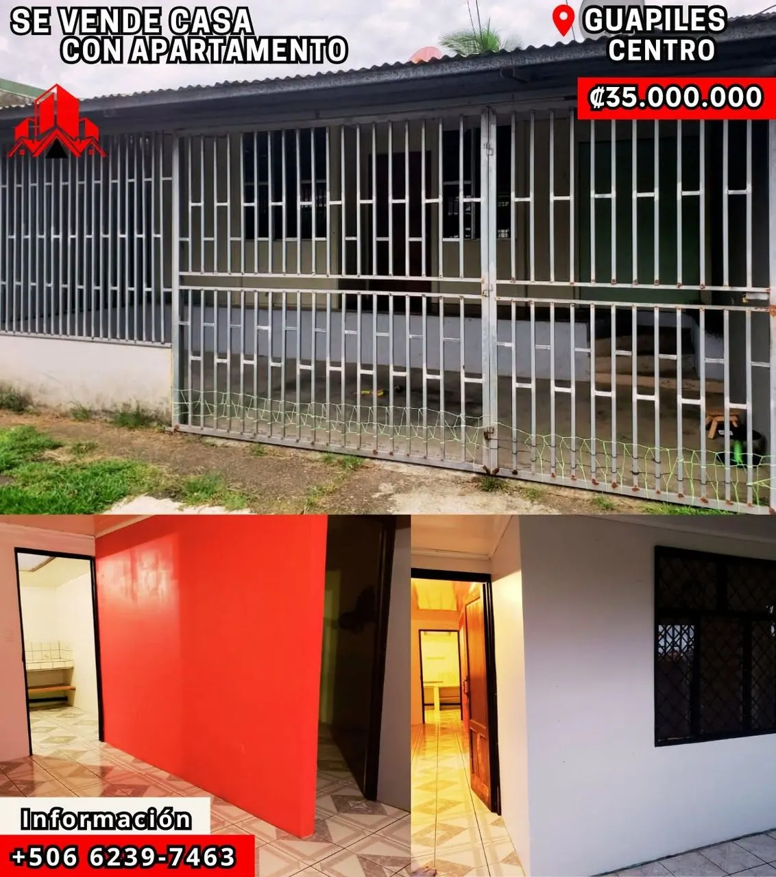 Arte de venta: casa con apartamento en Guápiles centro, ₡35.000.000