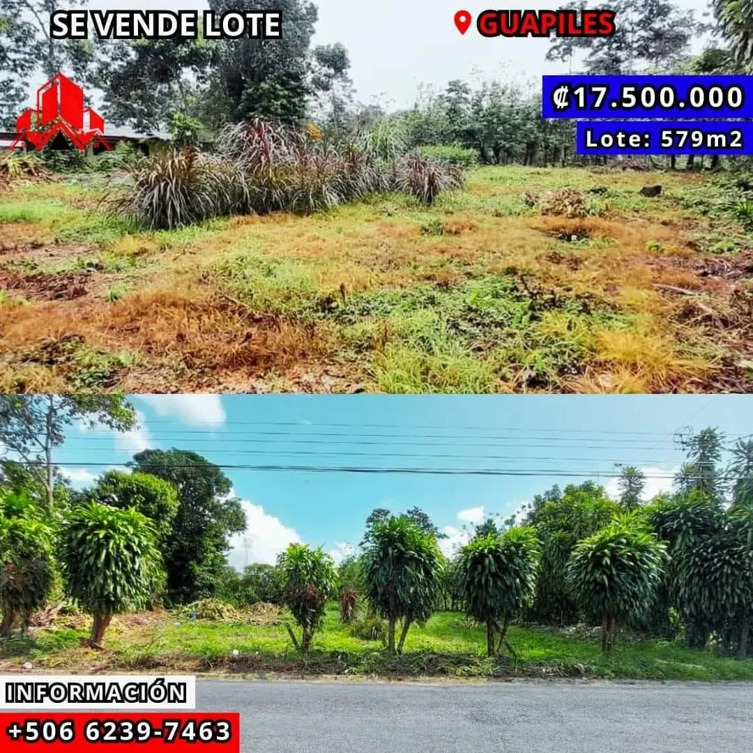 Arte de venta: lote en Guápiles, ₡17.500.000, 579 m²