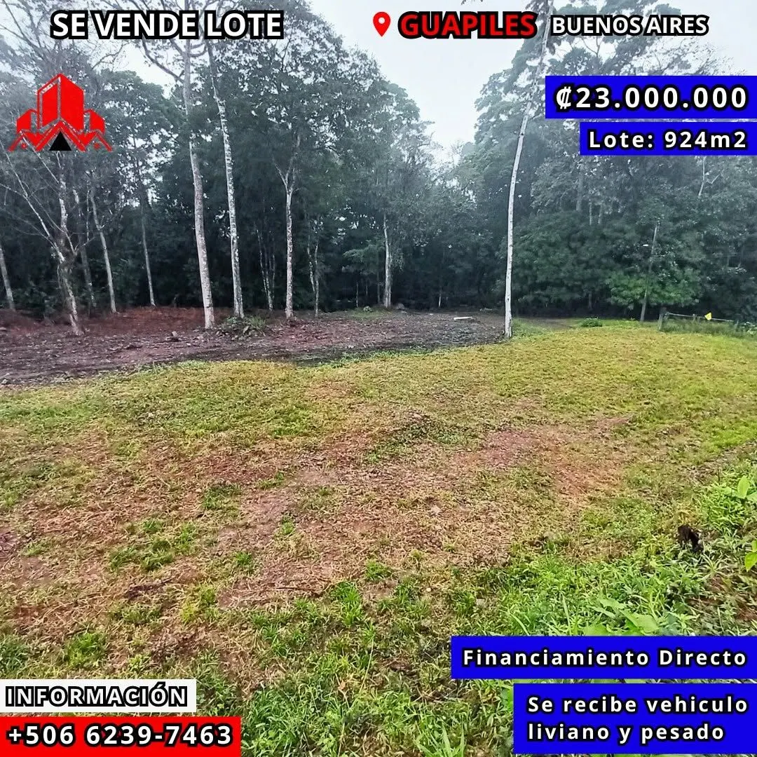 Arte de venta: lote en Buenos Aires, ₡23.000.000, 924 m², financiamiento directo
