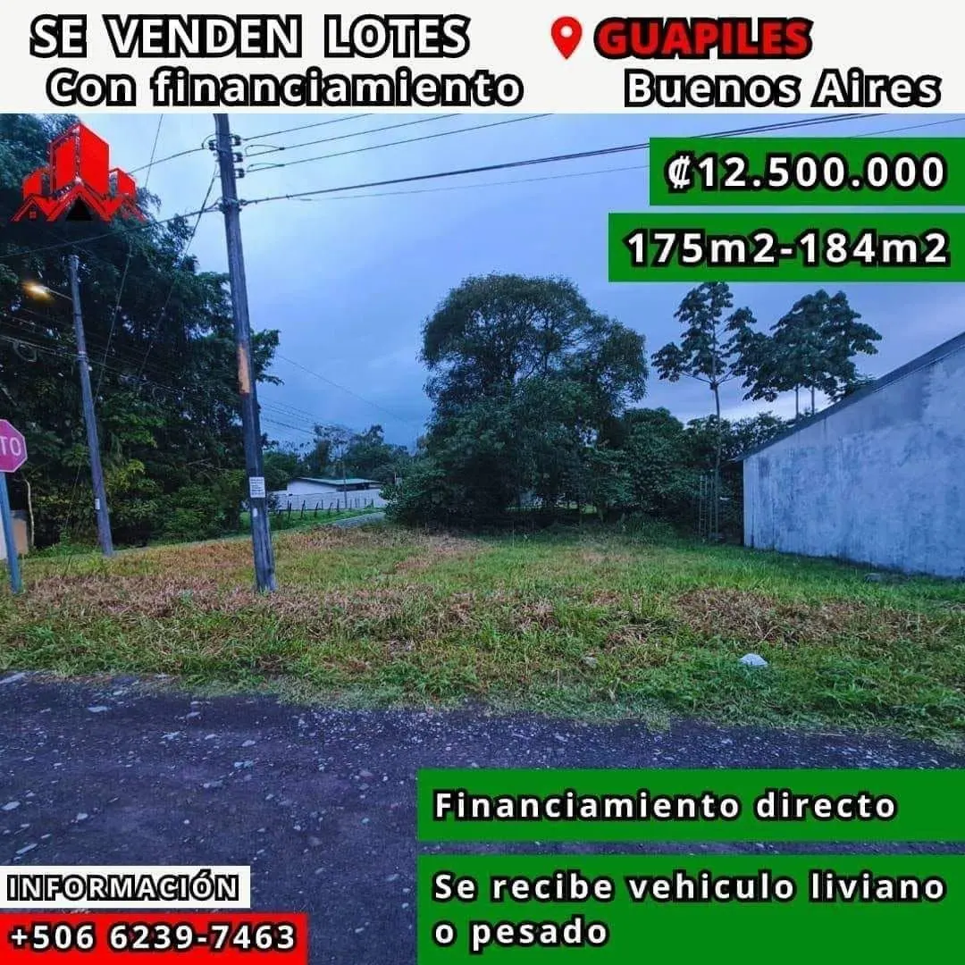 Arte de venta: lotes con financiamiento en Buenos Aires, ₡12.500.000, de 175 a 184 m²